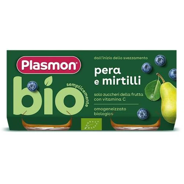 Plasmon Bio Pera Mirtilli Omogeneizzato 2 vasetti x 80 g