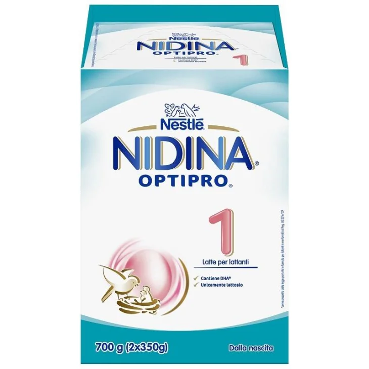 Nestl&egrave; Nidina 1 Optipro Latte in Polvere per Lattanti dalla Nascita 2 pezzi da 350 g