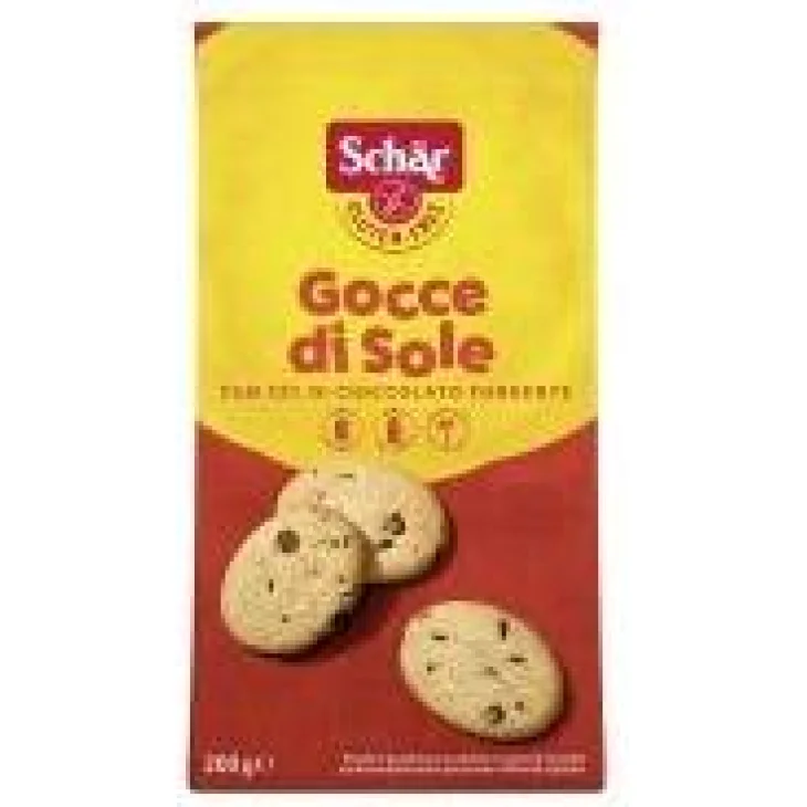 SCHAR GOCCE DI SOLE BISCOTTI DI PASTAFROLLA CON GOCCE DI CIOCCOLATO FONDENTE SENZA LATTOSIO 200 G SCHAR GOCCE DI SOLE BISCOTTI DI PASTAFROLLA CON GOCCE DI CIOCCOLATO FONDENTE SENZA LATTOSIO 200 G