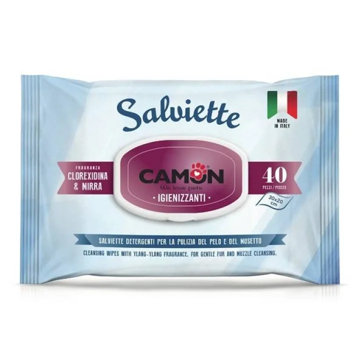 Camon Salvietta Detergente Igienica Fragranza Mirra per Animali 40 Pezzi