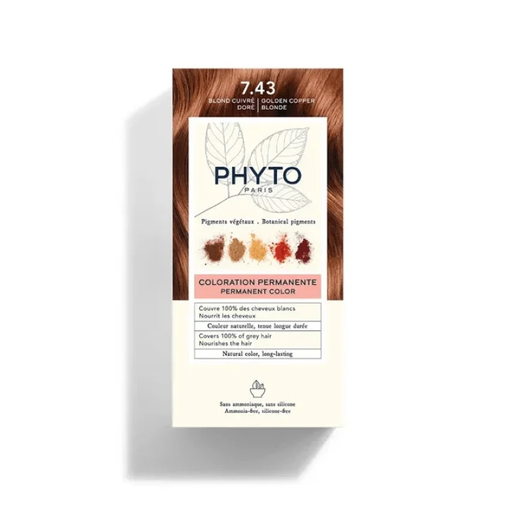 Phyto Color Kit Tinta per Capelli Colore 7,43 Biondo Ramato Dorato