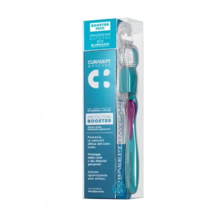 Curasept Daycare Booster Dentifricio 75 Ml + Spazzolino Frozen Mint Curasept Daycare Booster Dentifricio 75 Ml + Spazzolino Frozen Mint