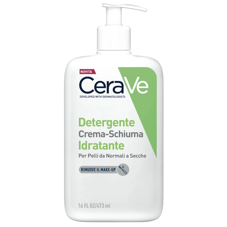 CeraVe Detergente Crema-Schiuma Idratante per Pelli da Normali a Secche, con 3 Ceramidi Essenziali e Acido Ialuronico 473 ml