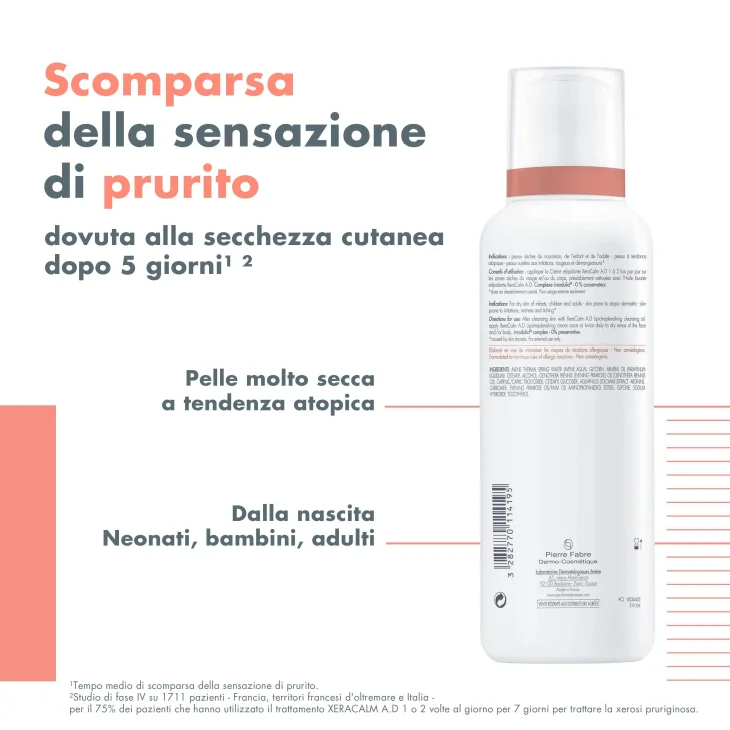 Av&egrave;ne Xeracalm Ad Crema Liporestitutiva Viso e Corpo Nuova Formula 400 ml