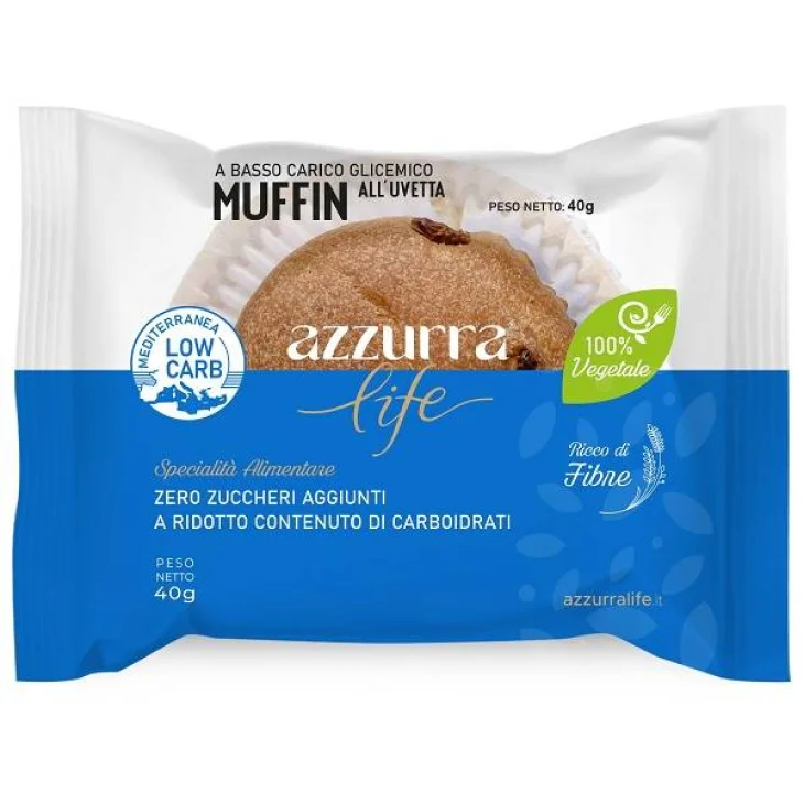 Azzurra Life Muffin all'Uvetta Low Carb 40 grammi Azzurra Life Muffin all'Uvetta Low Carb 40 grammi
