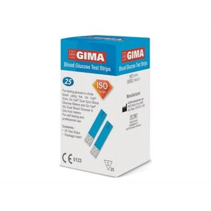STRISCE MISURAZIONE GLICEMIA PER GLUCOMETRO BLUETOOTH GIMA 25 PEZZI STRISCE MISURAZIONE GLICEMIA PER GLUCOMETRO BLUETOOTH GIMA 25 PEZZI