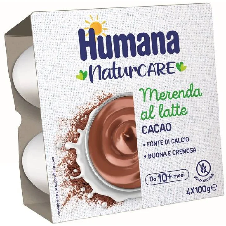 Humana Merenda Cacao 4 Vasetti da 100 g Humana Merenda Cacao 4 Vasetti da 100 g