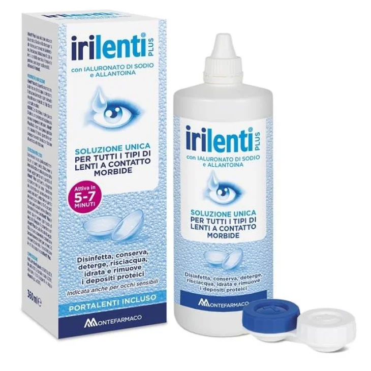 Montefarmaco Irilenti Plus Soluzione Unica per Lenti a Contatto 360 ml + Portalenti