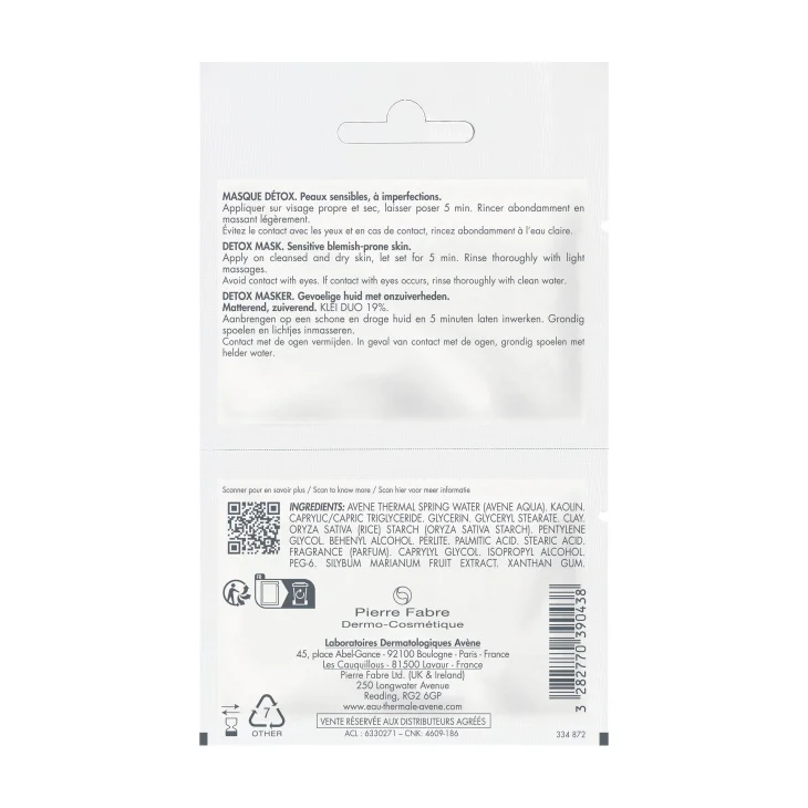 Av&egrave;ne Cleanance Maschera Detox Viso 2 pezzi 6 ml