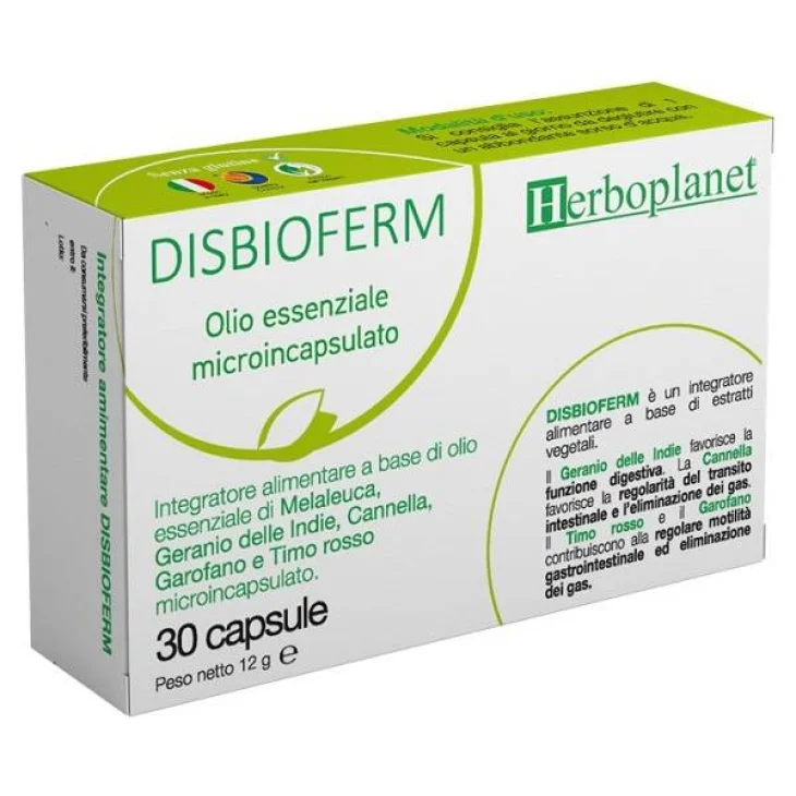 Herboplanet Disbioferm Integratore Digestione e Regolarit&agrave; Intestinale 30 Capsule
