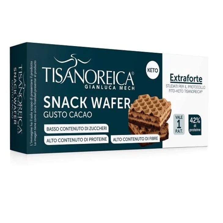Tisanoreica Wafer Snack Dietetico Gusto Cacao 2 pezzi da 18 g Tisanoreica Wafer Snack Dietetico Gusto Cacao 2 pezzi da 18 g