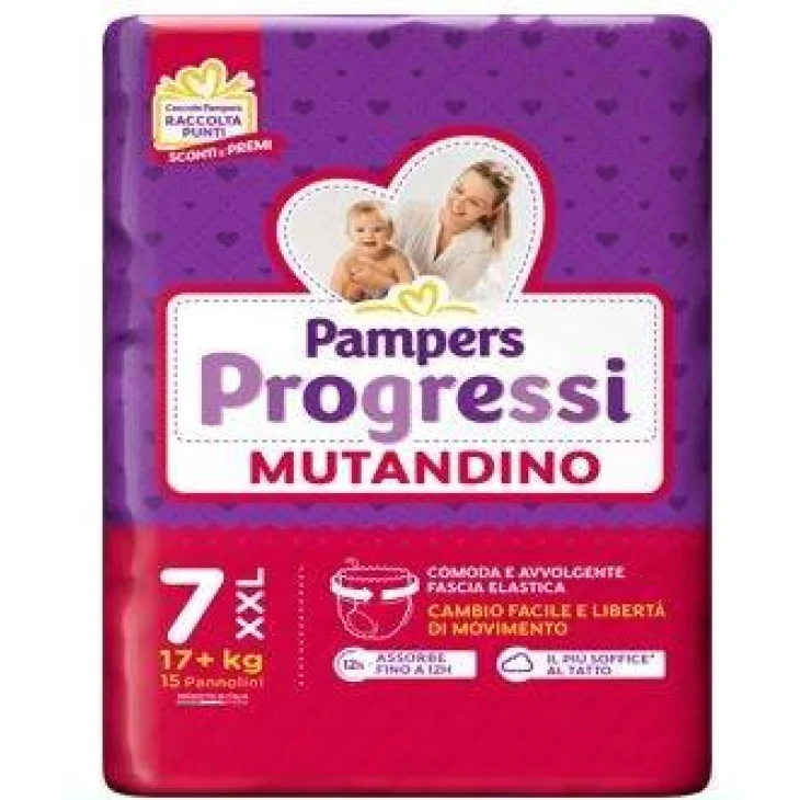 Pampers Progressi Mutandino XXL Taglia 7 (17 kg+ ) 15 pezzi