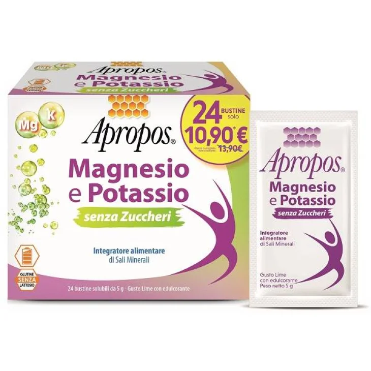 Apropos Magnesio e Potassio Senza Zuccheri 24 bustine Apropos Magnesio e Potassio Senza Zuccheri 24 bustine