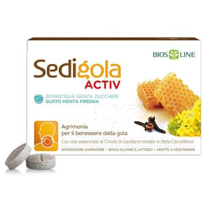 Bios Line Apix Sedigola Integratore per il Mal di Gola Menta Fredda 20 Pastiglie