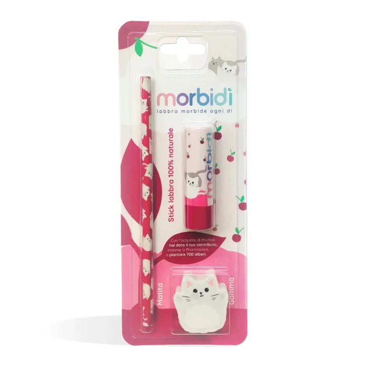 Morbidì Kit Disegno Balsamo Stick Labbra Amarena + Matita + Gomma da cancellare Morbidì Kit Disegno Balsamo Stick Labbra Amarena + Matita + Gomma da cancellare