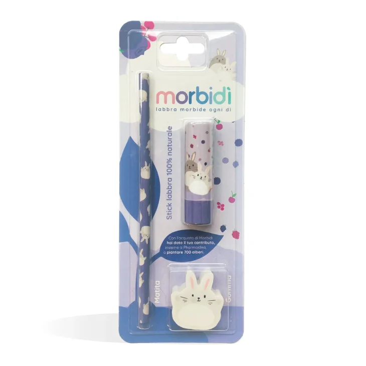 Morbid&igrave; Kit Disegno Balsamo Stick Labbra Frutti di Bosco + Matita + Gomma da cancellare