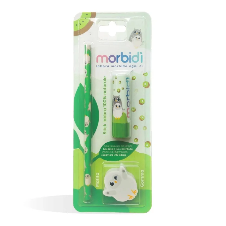 Morbid&igrave; Kit Disegno Balsamo Stick Labbra Kiwi+ Matita + Gomma da cancellare