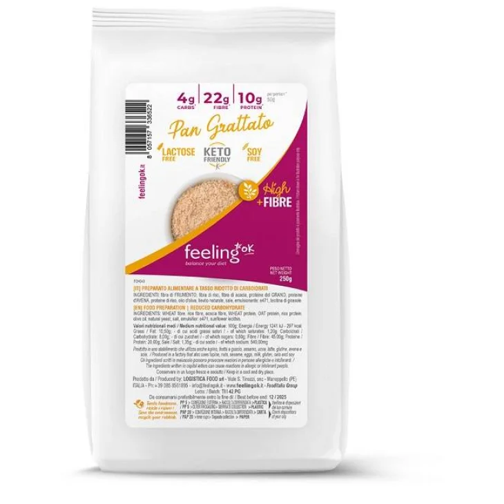 Feeling Ok Optimize Pan Grattato Low Carb 250 grammi Feeling Ok Optimize Pan Grattato Low Carb 250 grammi