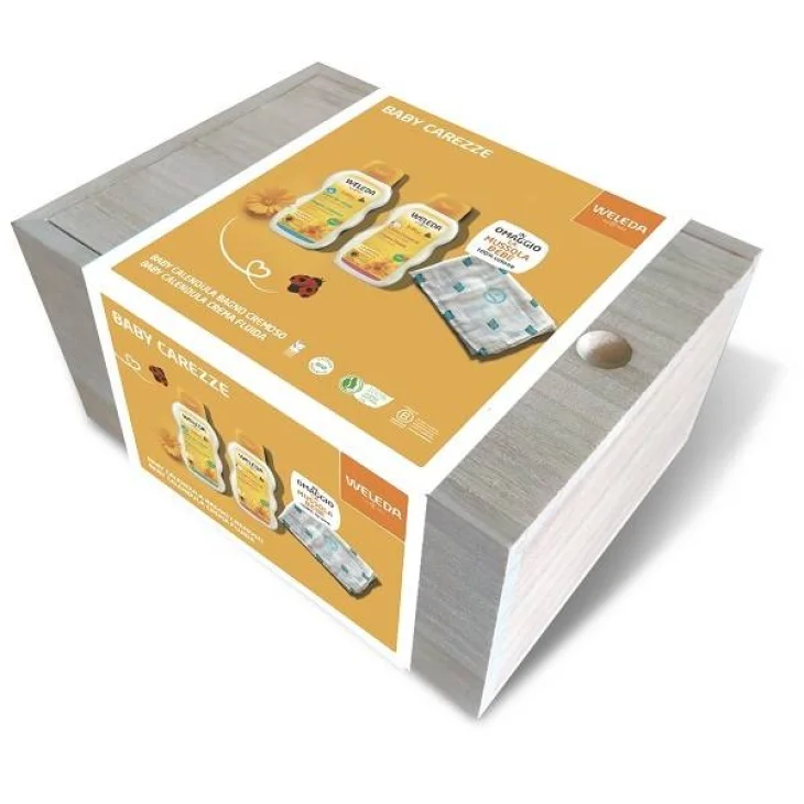 BABY CAREZZE 1 SLEEVE BABY COPERTINA 24 + 1 COPERTINA BEBE'+ 1 BAGNO CREMOSO 200 ML + 1 CREMA FLUIDA 200 ML + 1 MUSSOLABEBE' OMA