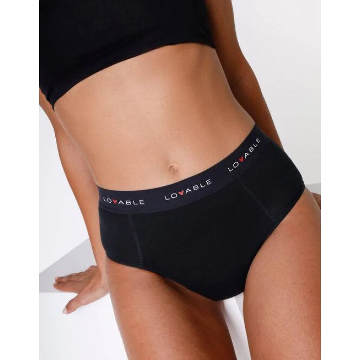 Lovable Period Panties Slip Vita Alta da Ciclo Flusso Abbondante Nero - Taglia: L