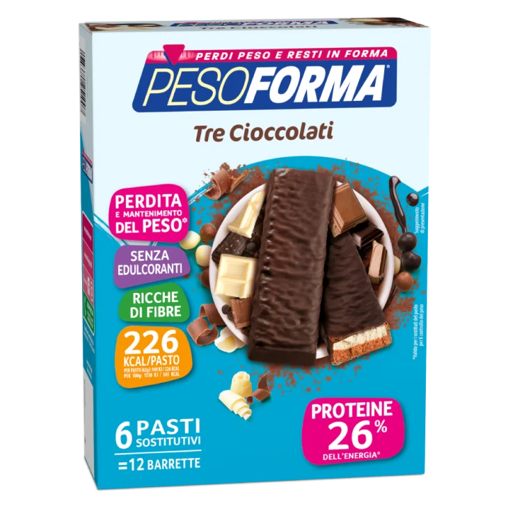 Pesoforma Barrette Dietetiche ai 3 Cioccolati 12 barrette Pesoforma Barrette Dietetiche ai 3 Cioccolati 12 barrette