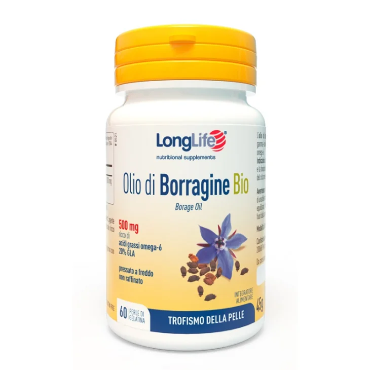 LongLife Olio di Borragine Bio per il Benessere della pelle 60 perle