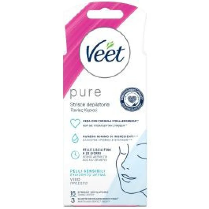 Veet Strisce Depilatorie Viso Ipoallergeniche 16 Pezzi con Salviette Veet Strisce Depilatorie Viso Ipoallergeniche 16 Pezzi con Salviette