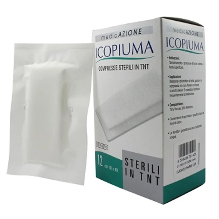 Icopiuma Garza Sterile Adesiva Ipoallergenica 18x40 cm Confezione da 12 Pezzi