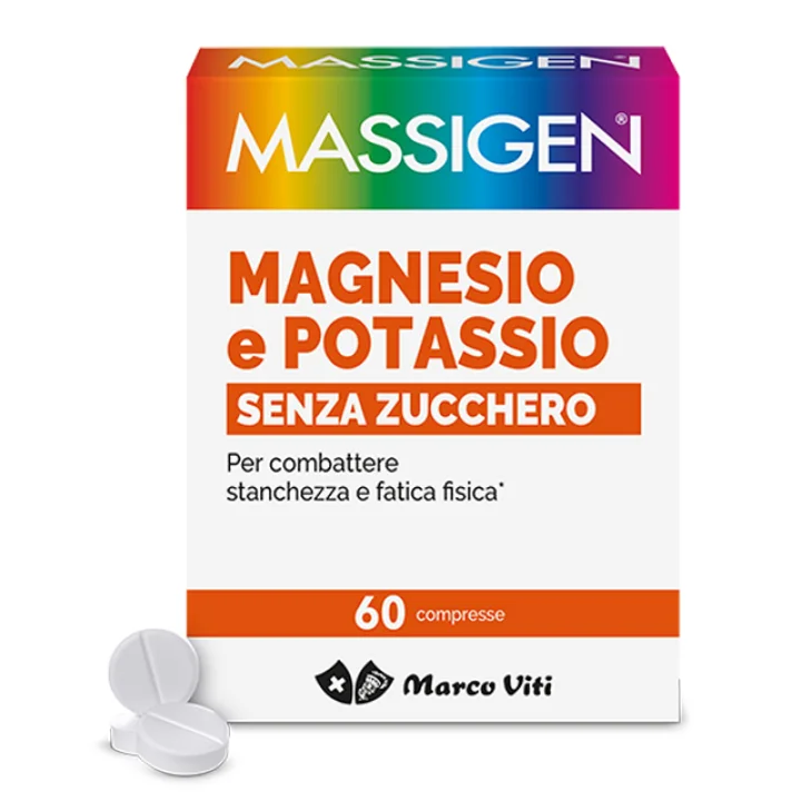Massigen Magnesio e Potassio Integratore Ricostituente Senza Zucchero 60 Compresse Massigen Magnesio e Potassio Integratore Ricostituente Senza Zucchero 60 Compresse