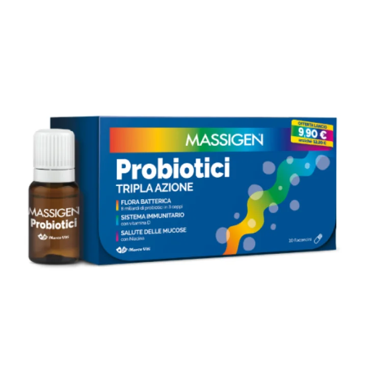 Massigen Probiotici Tripla Azione Fermenti Lattici 10 Flaconcini
