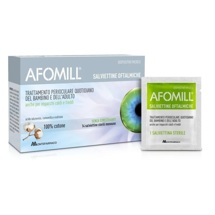 Afomill Salviettine Oftalmiche 100% Cotone Con Acido Ialuronico 14 Pezzi Afomill Salviettine Oftalmiche 100% Cotone Con Acido Ialuronico 14 Pezzi