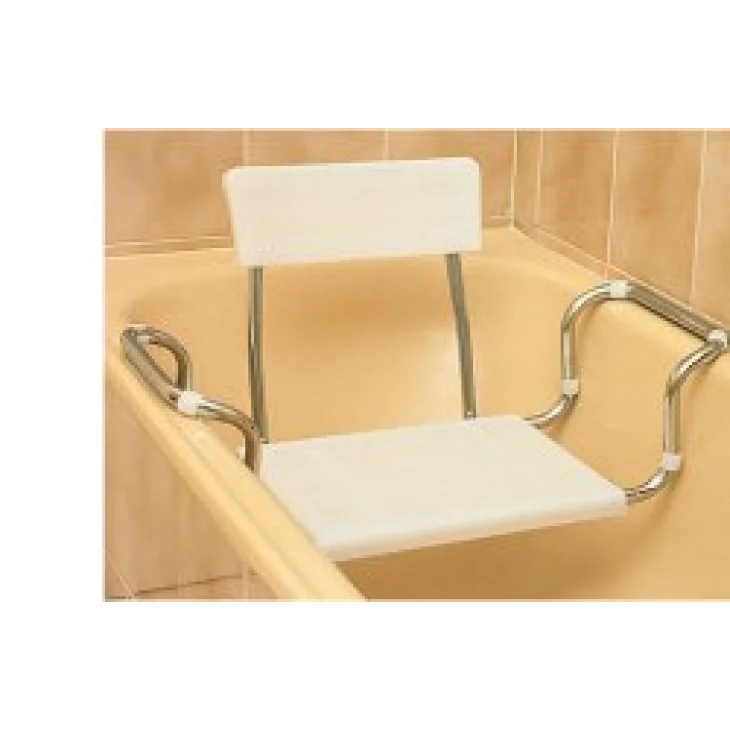 SEDILE ALLUNGABILE PER VASCA IN PLASTICA REGOLABILE SENZA SCHIENALE.TELAIO ACCIAIO CROMATO E PIANO DI SEDUTA IN MOPLEN CON 2 NERVATURE PER FISSARLO AL TELAIO.PORTATA MASSIMA 100KG