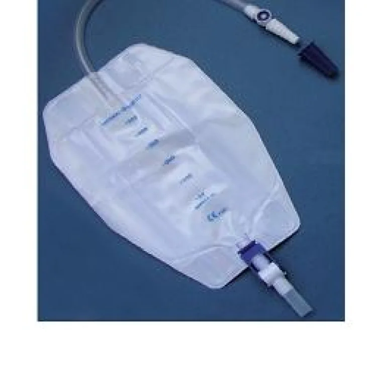 SACCA RACCOGLI URINA DA GAMBA PER INCONTINENZA 3 CAMERE COMFORT 500 ML STERILE IN PVC LATO RIVESTITO TNT CON TUBO DIRITTO 10 CM 8 PEZZI