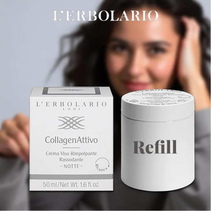 L'Erbolario Collagen Attivo Ricarica Crema Viso Rimpolpante Rassodante Notte Refill 50 ml