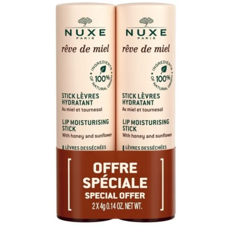 Nuxe R&ecirc;ve De Miel Duo Stick Labbra Idratante Al Miele 2x4 gr