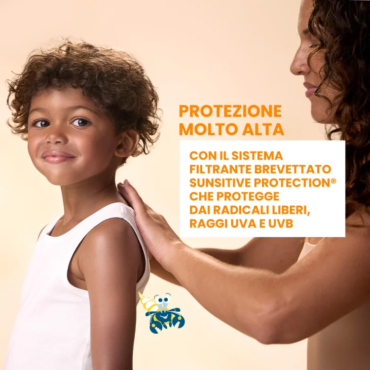Av&egrave;ne Eau Thermale Latte Bambino Protezione Solare molto alta SPF 50+, Tripla resistenza Acqua sabbia e sudore, Alta tollerabilit&agrave; pelle sensibile, 250ml