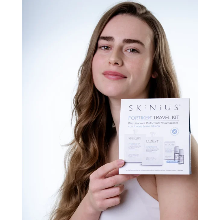 Skinius Fortiker Travel Kit Linea Capelli Ristrutturante Shampoo + Maschera + Lozione