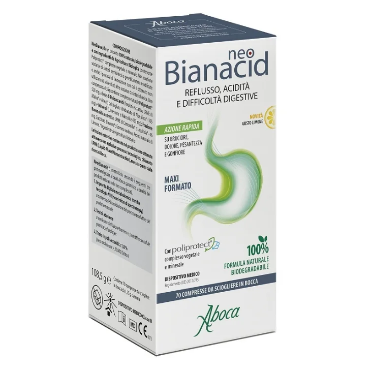 Aboca Neobianacid Reflusso Acidit&agrave; e Difficolt&agrave; Digestive Gusto Limone 70 Compresse Masticabili