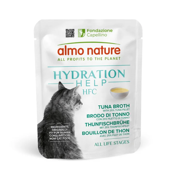 Almo Nature Hydration Help Brodo di Tonno con Filetti di Tonno per Gatti 50g