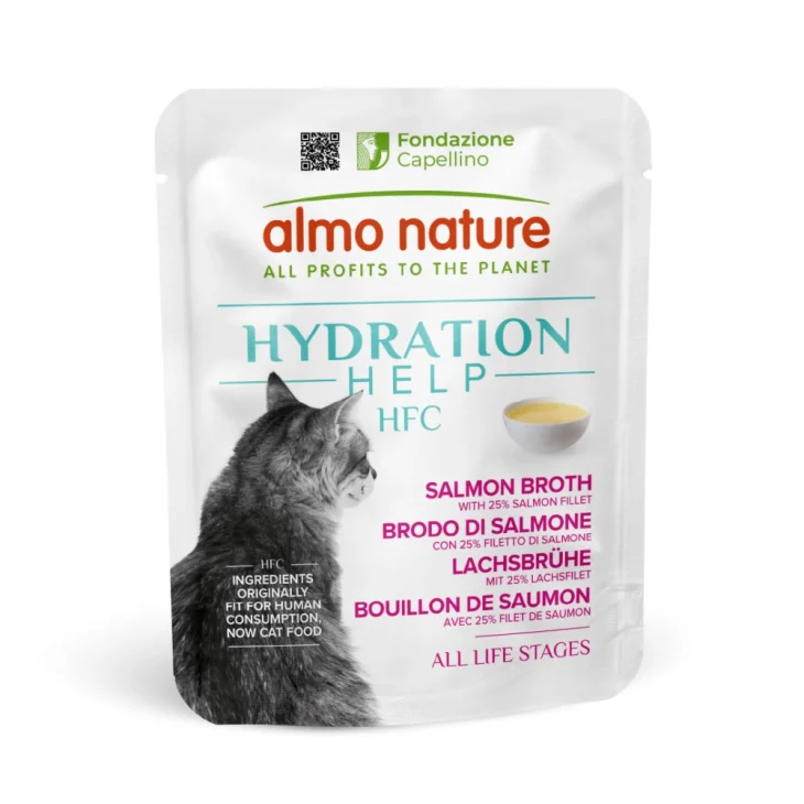 Almo Nature Hydr Help Brodo Salmone con Filetti Idratante 50g Almo Nature Hydr Help Brodo Salmone con Filetti Idratante 50g