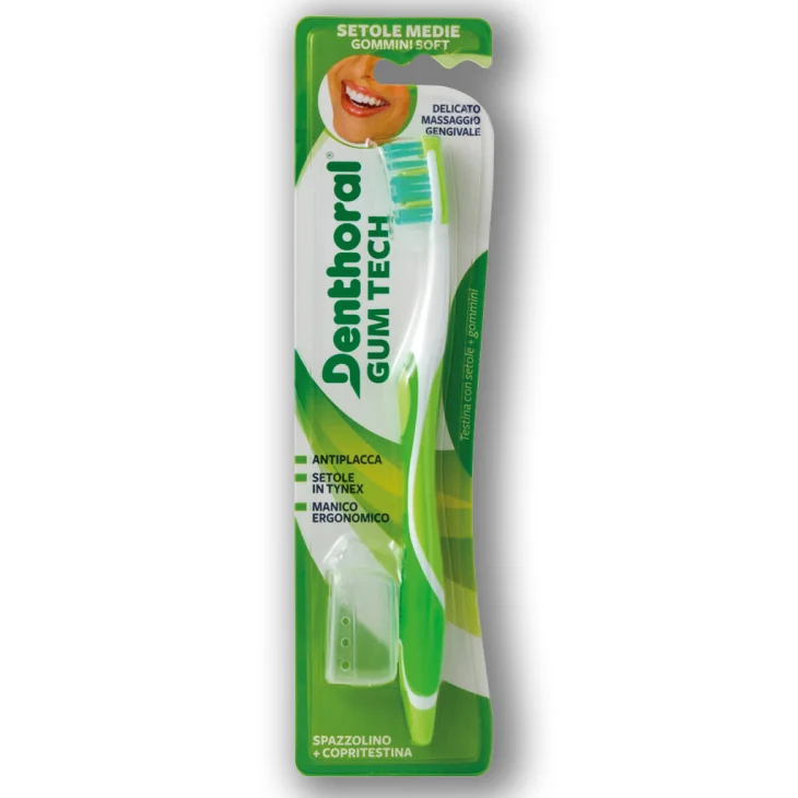 Denthoral Spazzolino Gum Tech con Tecnologia Gomma per Igiene Orale 1 Spazzolino Denthoral Spazzolino Gum Tech con Tecnologia Gomma per Igiene Orale 1 Spazzolino