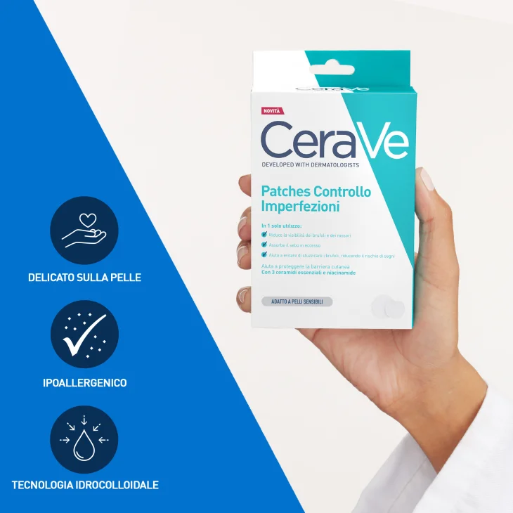 CeraVe Patches Idrocolloidali Anti Brufoli Per Pelli a Tendenza Acneica Trasparenti e Invisibili sulla Pelle 22 pezzi