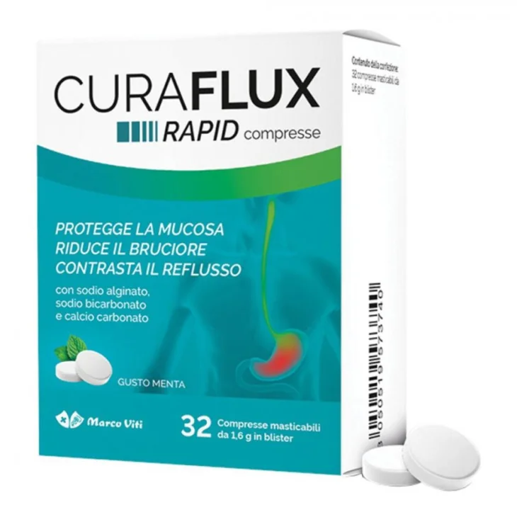 Marco Viti Curaflux Rapid Reflusso Gastroesofageo E Bruciore 32 Compresse Masticabili Marco Viti Curaflux Rapid Reflusso Gastroesofageo E Bruciore 32 Compresse Masticabili