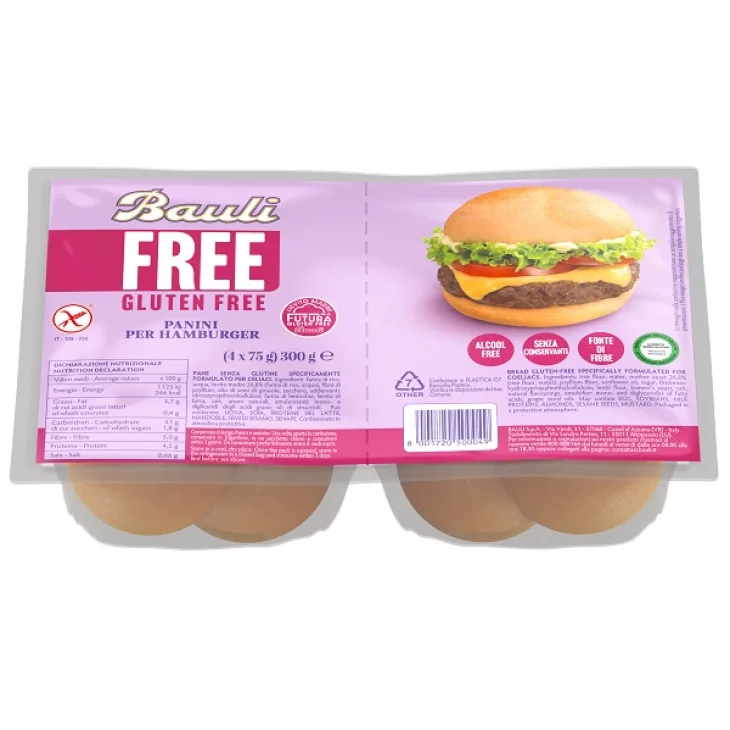BAULI FREE PANINI HAMBURGER 4 PEZZI DA 75 G BAULI FREE PANINI HAMBURGER 4 PEZZI DA 75 G