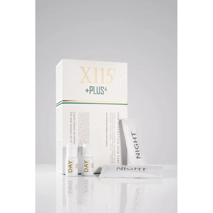 X115 +Plus 4 Integratore Antiet&agrave; Elasticizzante per la Pelle 15 Flaconcini + 15 Bustine