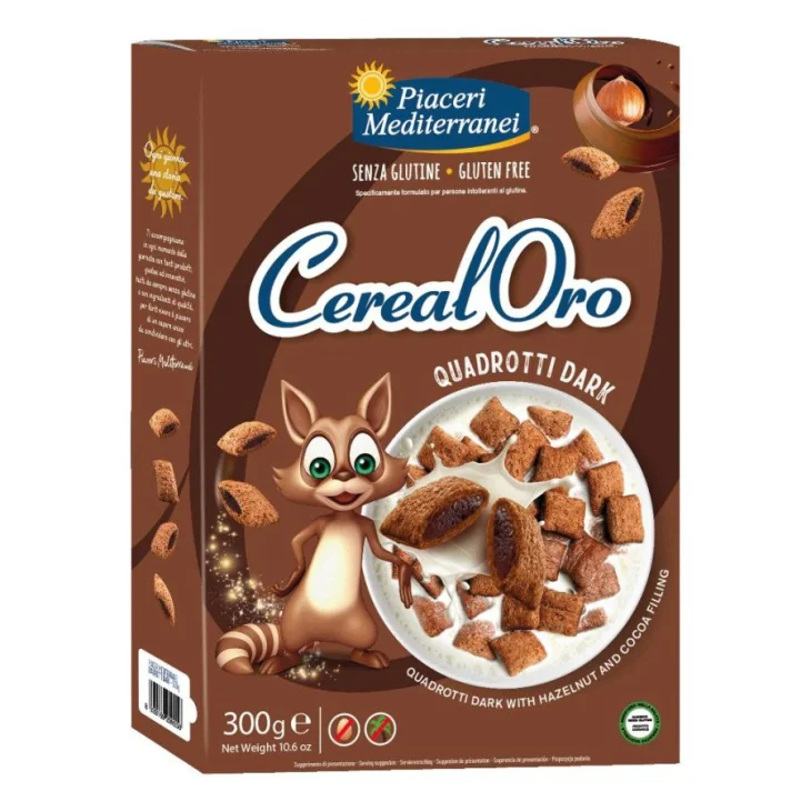 Piaceri Mediterranei Cerealoro Quadrotti Biscotti Senza Glutine Nocciole Cioccolato