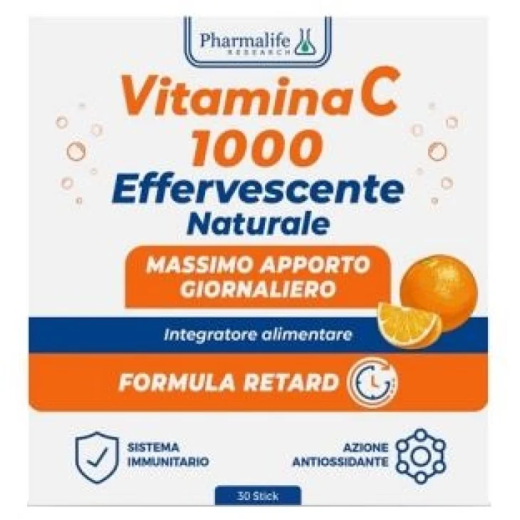 Pharmalife Integratore di Vitamina C 1000 Effervescente Naturale 30 stick Pharmalife Integratore di Vitamina C 1000 Effervescente Naturale 30 stick