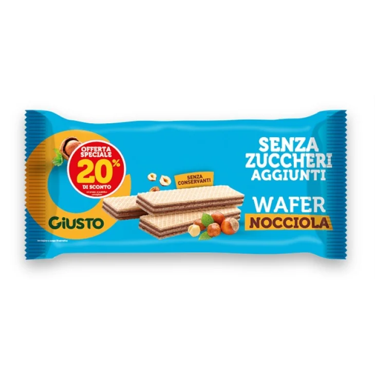 Giusto Senza Zuccheri Aggiunti Wafer alla Nocciola 175 g Offerta Speciale