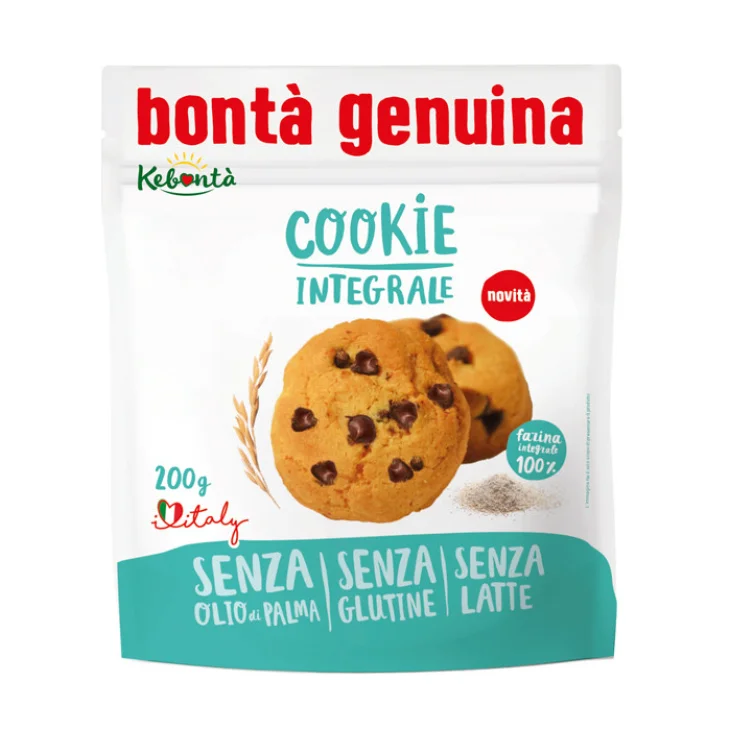 Ke Bontà Cookie Integrali con Gocce di Cioccolato Senza Glutine Senza Lattosio 200g Ke Bontà Cookie Integrali con Gocce di Cioccolato Senza Glutine Senza Lattosio 200g