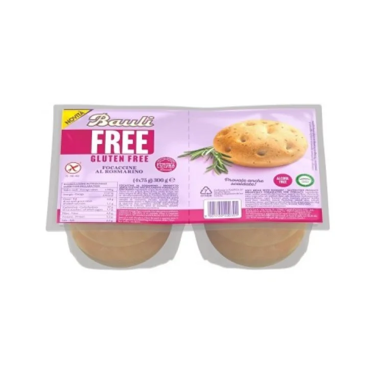 Bauli Focaccine Senza Glutine al Rosmarino per Celiaci 300g 4 Pezzi